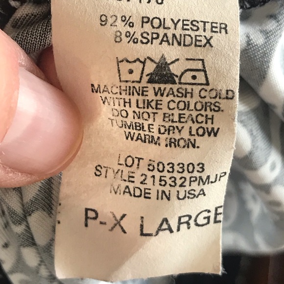 Goddess Black and White Patterned Short Sleeve Top Size Petite XL - Picture 10 of 12